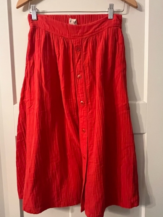 Pact Dresses & Skirts - Pact Organic Cotton Red Midi Skirt Size Large